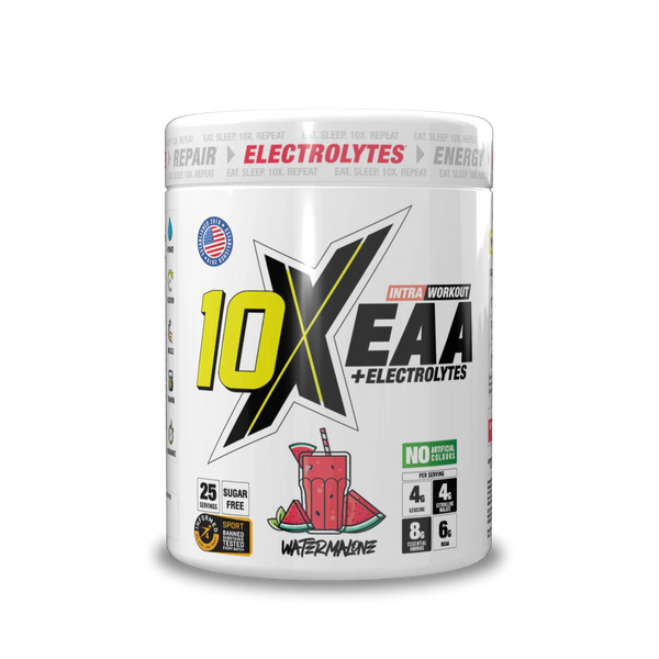 10X EAA with Electrolytes | 9 Essential Amino Acids + B Vitamins | 750mg Electrolytes | 25 Servings | Vegan, Sugar-Free