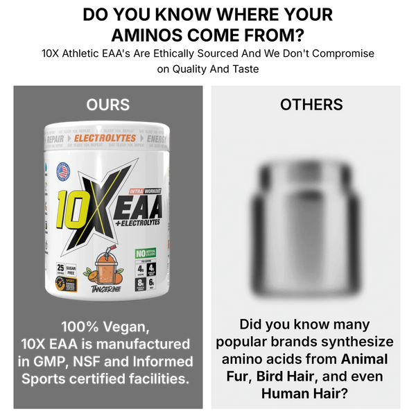 10X EAA with Electrolytes | 9 Essential Amino Acids + B Vitamins | 750mg Electrolytes | 25 Servings | Vegan, Sugar-Free