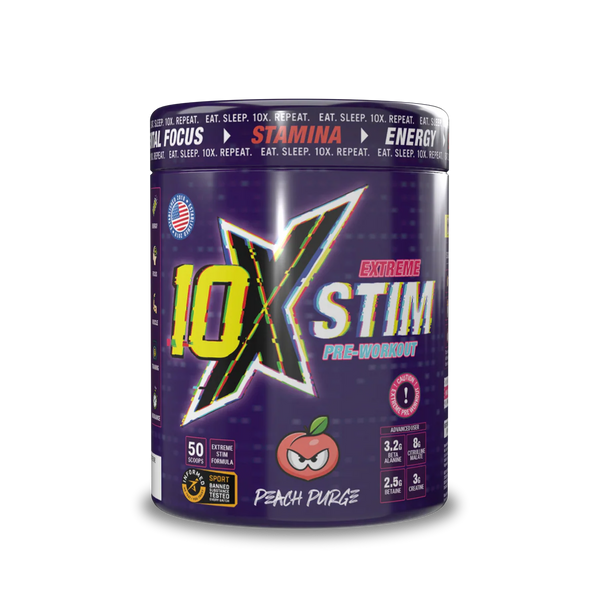 10X Athletic STIM Pre Workout Powder 600g | 400mg Caffeine | 50 Servings | 12g Per Serving | Sugar Free