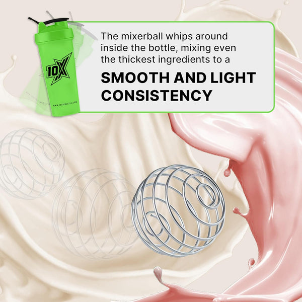 10X Athletic Neon Shaker | 600ml | Mixer Ball Included | Leak-Proof Screw Lid & Flip Cap | BPA-Free | Gym & Protein Shaker Bottle
