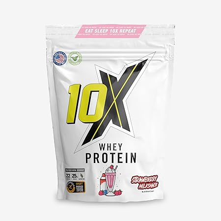 10X Athletic Whey Protein Bundle | 25g Protein Per Serving | 22 Servings | Low Calorie | Vegetarian + FREE Creatine Monohydrate + FREE Shaker Bottle