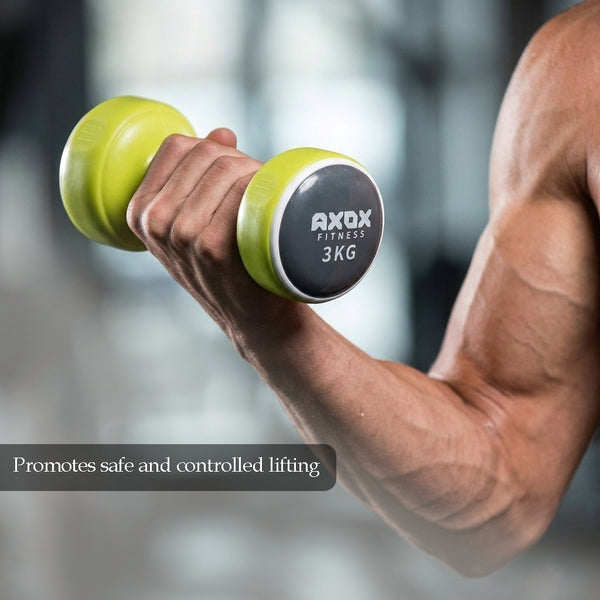 Axox Fitness Neoprene Dumbbell Set with Stand | 3-Pair 19kg | 1.5kg, 3kg & 5kg