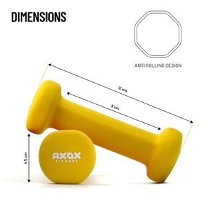 Axox Fitness Neoprene Dumbbell | 0.5kg Pair | Color-Coded | Strength & Rehab