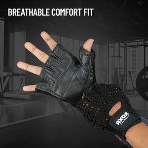 Axox Fitness Leather Fitness Gloves | Black | L