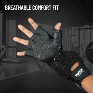 Axox Fitness Leather Fitness Gloves | Black - M