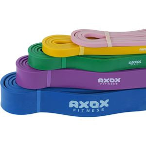 Axox Fitness Resistance Loop Band Set | 5 Levels | Latex | Door Anchor & Foam Grips