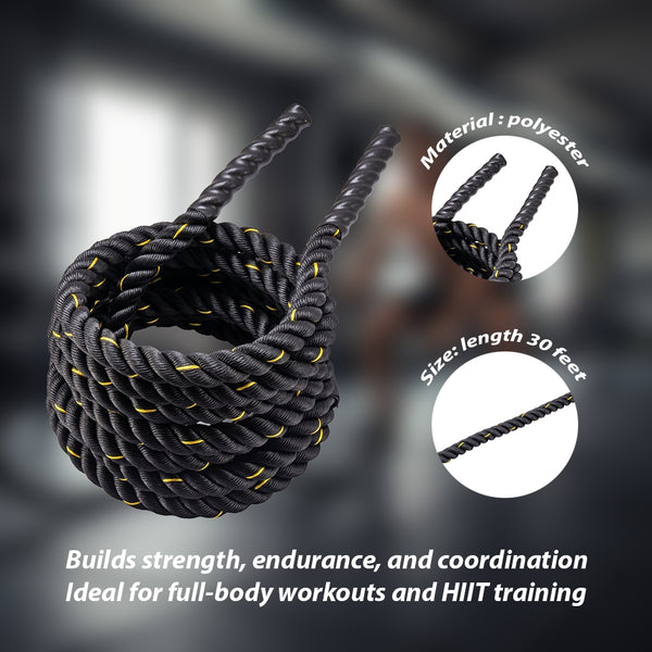 Power Training Rope 30ft – Heavy-Duty Battle Rope