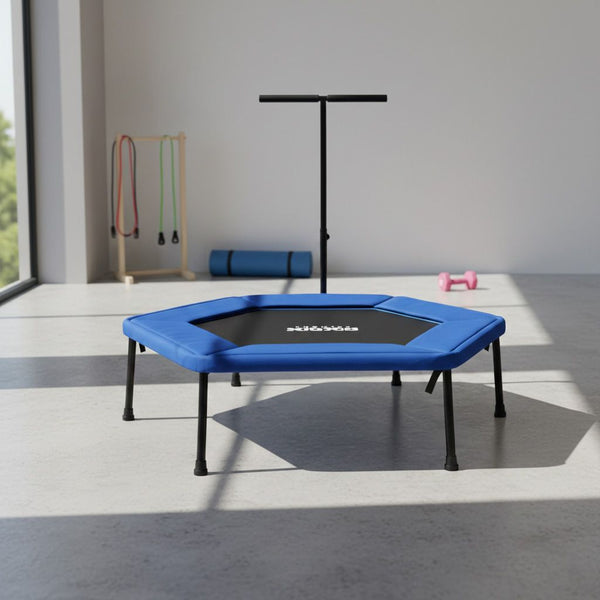Axox Fitness 50-Inch Hexagonal Fitness Trampoline with Safety Handle | Black