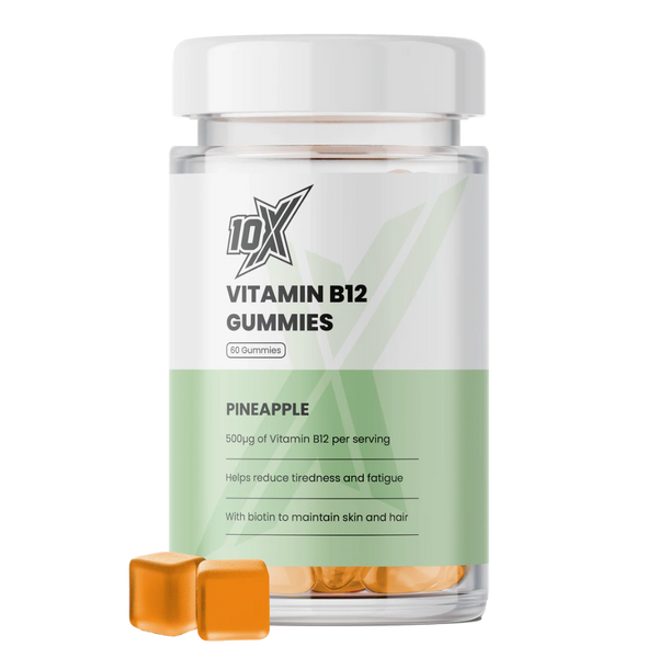 10X Athletic Vitamin B12 Gummies | High Strength B12 Energy Supplement | 60 Gummies | Vegan | Supports Energy, Focus & Immune System | Pineapple Flavor