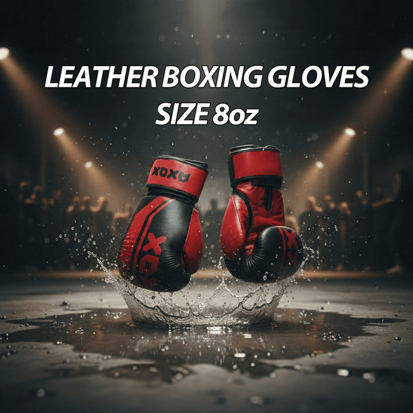 Leather Boxing Gloves for Training – Black/Red | 8 Oz