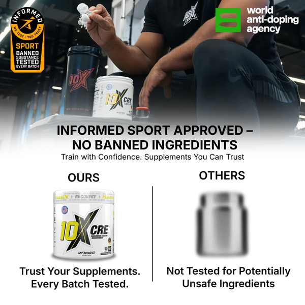 10X Creatine Monohydrate Powder 300g | 5g Per Serving | 60 Servings | Unflavoured | Vegan