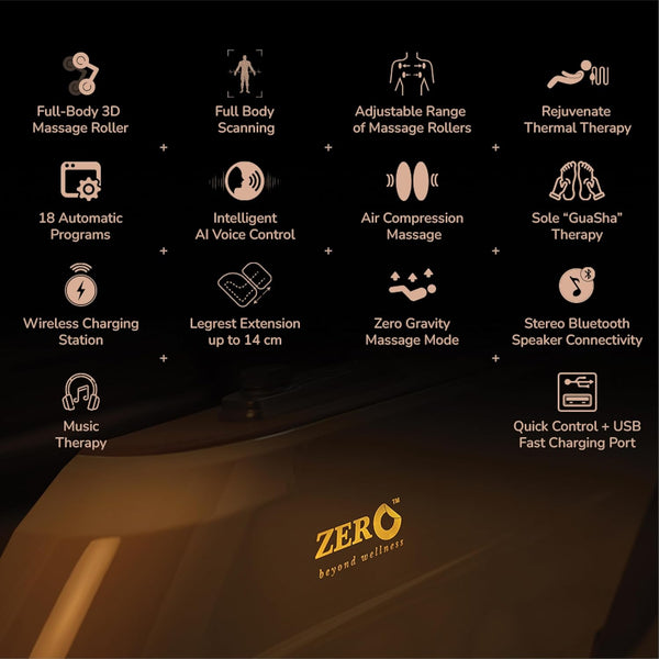 Essence Full Body Massage Chair | 3D Rollers | Zero Gravity | 18 Programs | GuaSha Sole Therapy | AI Voice Control | Thermal Therapy