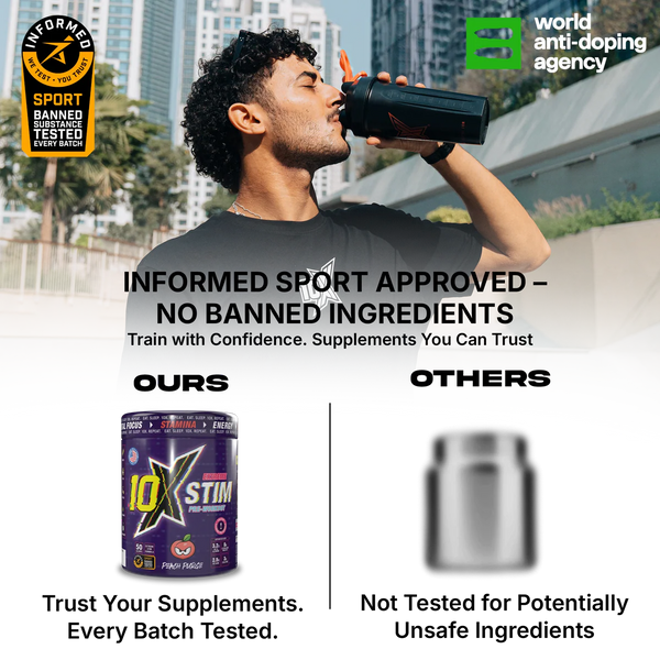10X Athletic STIM Pre Workout Powder 600g | 400mg Caffeine | 50 Servings | 12g Per Serving | Sugar Free