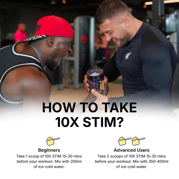 10X Athletic STIM Pre Workout Powder 600g | 400mg Caffeine | 50 Servings | 12g Per Serving | Sugar Free