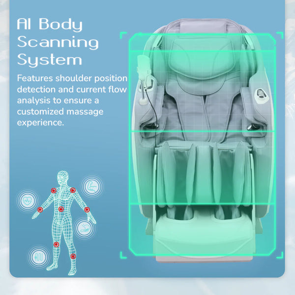 Averest 4D Massage Chair - AI Body Scan, Zero Gravity, 360° Heat, 28 Airbags, Voice Control - Grey
