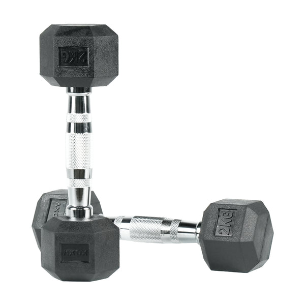Hex Rubber Coated Dumbbell - Single 2kg