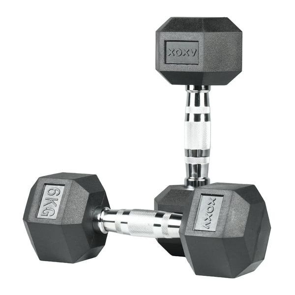 Hex Rubber Coated Dumbbell - 6KG