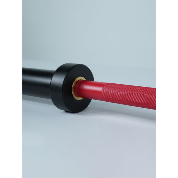 Axox Fitness Olympic Bar – Red Grip With Black Sleeve | 183cm