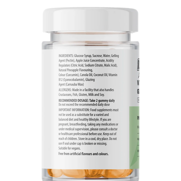 10X Athletic Vitamin B12 Gummies | High Strength B12 Energy Supplement | 60 Gummies | Vegan | Supports Energy, Focus & Immune System | Pineapple Flavor