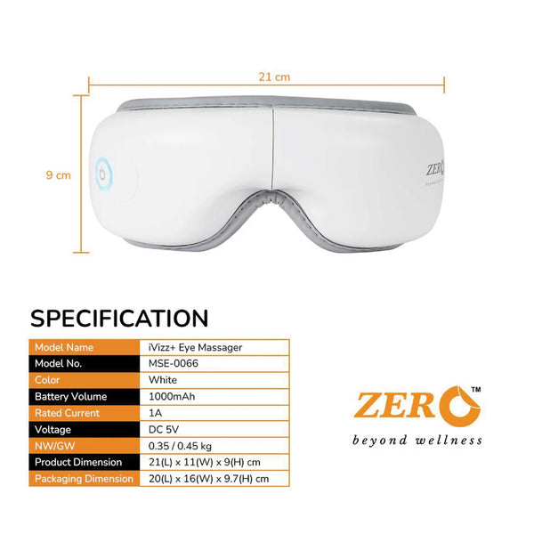 I-Vizz+ Eye Massager | 5 Modes | Air Pressure, Vibration & Heat | Music Therapy | 180° Foldable | Type-C | Eye Fatigue Relief