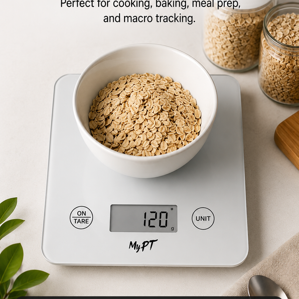 MyPT Smart Nutrition Kitchen Scale | App Connected | 1g Precision | Calorie & Macro Tracking | White