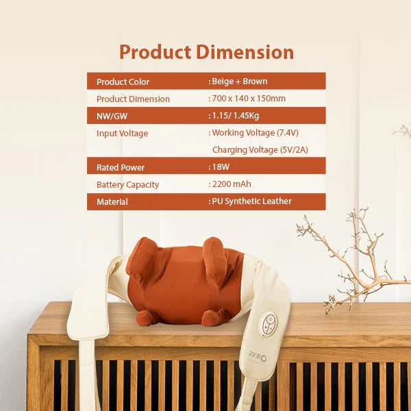 Euphoria Minimalist Shoulder Massager - Kneading, Heat Therapy, 3 Modes, Type-C - Multi-Body Pain Relief