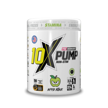 10X Athletic PUMP Caffeine-Free Pre Workout Powder 600g | Non-Stim Formula | 50 Servings | 12g Per Serving | Sugar Free
