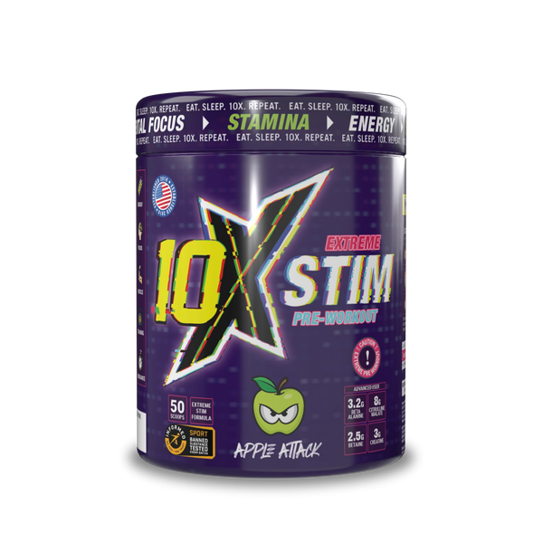 10X Athletic STIM Pre Workout Powder 600g | 400mg Caffeine | 50 Servings | 12g Per Serving | Sugar Free