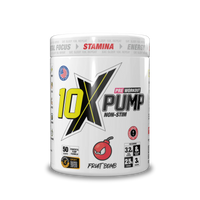 10X Athletic PUMP Caffeine-Free Pre Workout Powder 600g | Non-Stim Formula | 50 Servings | 12g Per Serving | Sugar Free