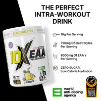 10X EAA with Electrolytes | 9 Essential Amino Acids + B Vitamins | 750mg Electrolytes | 450 gms