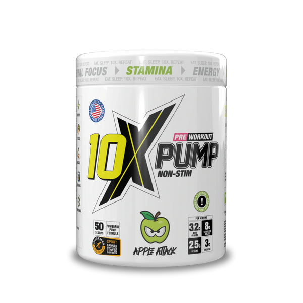 10X Athletic Pump Pre Workout Bundle | Caffeine-Free Non-Stim Formula 600g + FREE Creatine Monohydrate + FREE Neon Shaker | 50 Servings | Muscle Pump & Performance Support