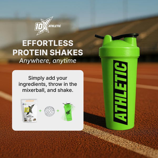 10X Athletic Neon Shaker | 600ml | Mixer Ball Included | Leak-Proof Screw Lid & Flip Cap | BPA-Free | Gym & Protein Shaker Bottle