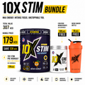 10X Athletic STIM Bundle | 400mg Caffeine Pre Workout 600g + FREE Creatine Monohydrate + FREE Shaker Bottle | 50 Servings | 12g Per Serving | High Stim | Sugar-Free