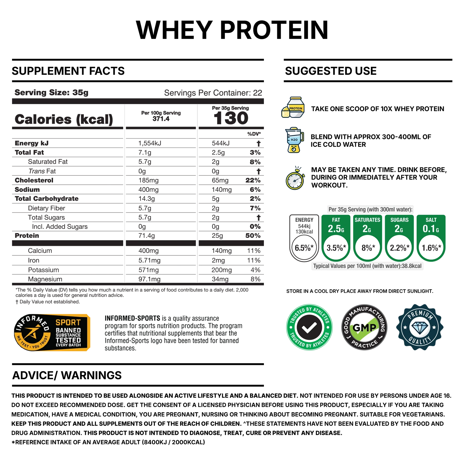 10X Whey Protein - 25g Protein, Low Calorie, Vegetarian, 22 Servings