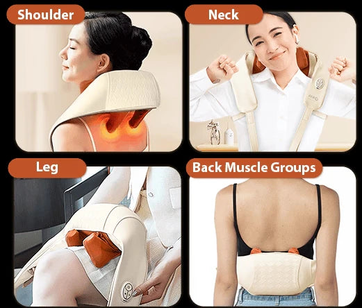 Euphoria Minimalist Shoulder Massager - Kneading, Heat Therapy, 3 Modes, Type-C - Multi-Body Pain Relief