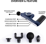 Physio Pro Massage Gun - Deep Tissue Percussion Therapy, 6 Intensity Levels, Stretch Belt - Portable & Rechargeable