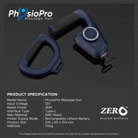 Physio Pro Massage Gun - Deep Tissue Percussion Therapy, 6 Intensity Levels, Stretch Belt - Portable & Rechargeable