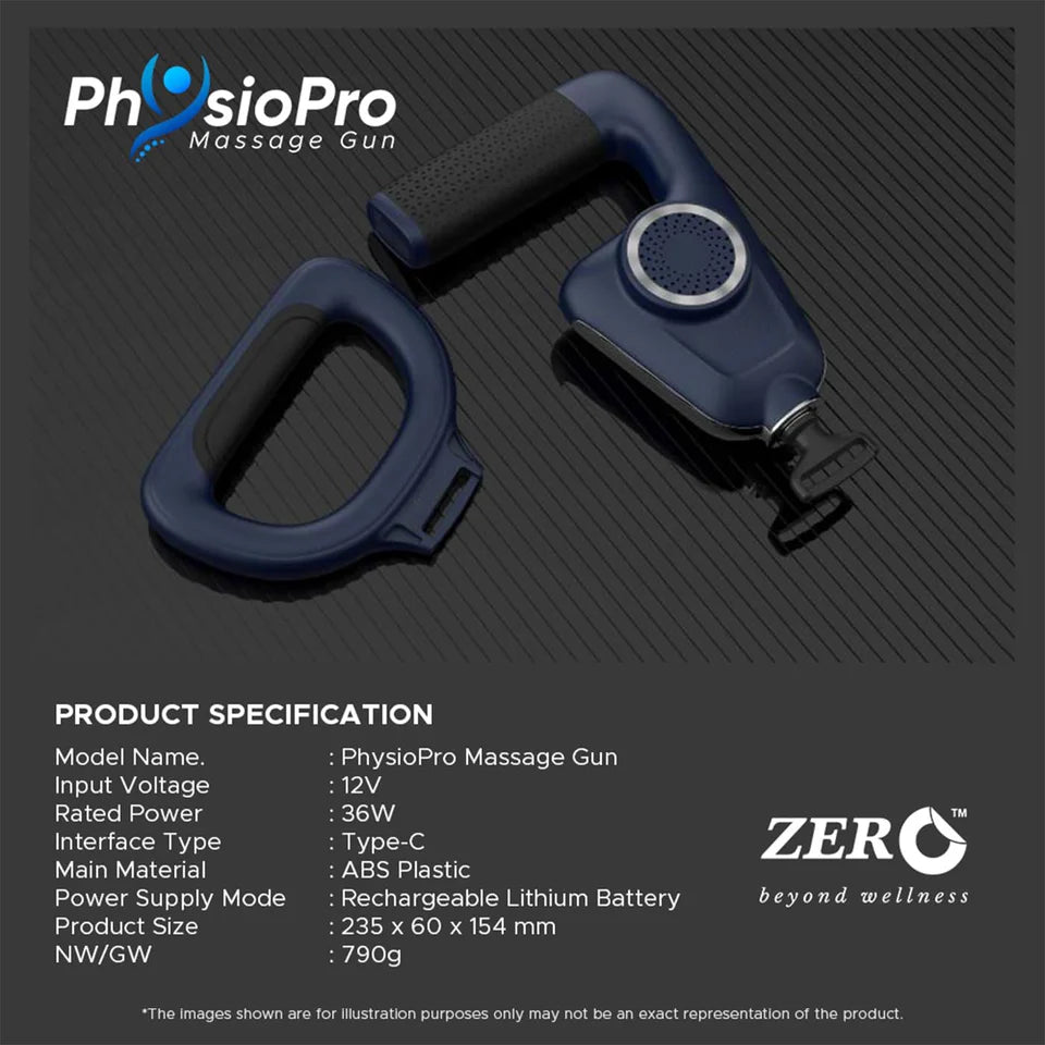 Physio Pro Massage Gun - Deep Tissue Percussion Therapy, 6 Intensity Levels, Stretch Belt - Portable & Rechargeable