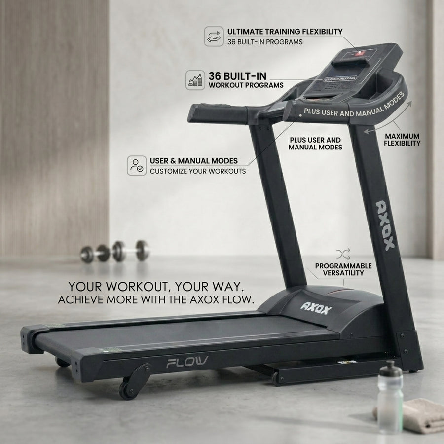 Axox Fitness Flow Electric Treadmill | 1.25HP | 1-13 km/h
