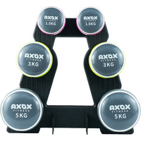 Axox Fitness Neoprene Dumbbell Set with Stand | 3-Pair 19kg | 1.5kg, 3kg & 5kg