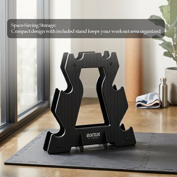 Axox Fitness Neoprene Dumbbell Set with Stand | 3-Pair 19kg | 1.5kg, 3kg & 5kg