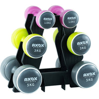 Axox Fitness Neoprene Dumbbell Set with Stand | 3-Pair 19kg | 1.5kg, 3kg & 5kg