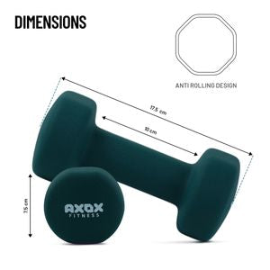Axox Fitness Neoprene Dumbbell | 2.5kg Pair | Color-Coded | Strength & Rehab