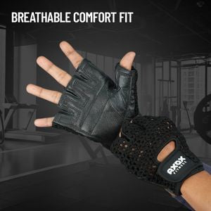 Axox Fitness Leather Fitness Gloves | Black | S