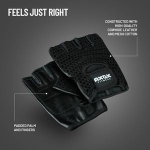 Axox Fitness Leather Fitness Gloves | Black | S