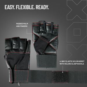 Axox Fitness Premium Leather Weight Lifting Gloves - S