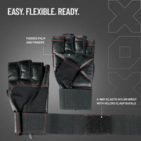 Axox Fitness Premium Leather Weight Lifting Gloves - S