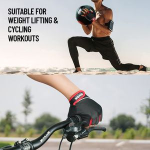 Axox Fitness Leather Fitness Gloves | L | Padded Palm | Wrist Support