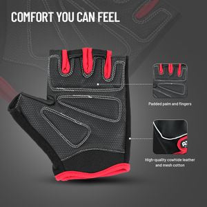 Axox Fitness Leather Fitness Gloves | S | Padded Palm | Wrist Support