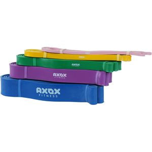 Axox Fitness Resistance Loop Band Set | 5 Levels | Latex | Door Anchor & Foam Grips